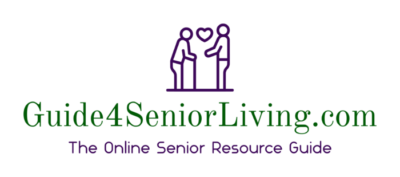 Guide 4 Senior Living.com logo. The Online Senior Resource Guide. Picture of person and senior with a heart in the middle.
